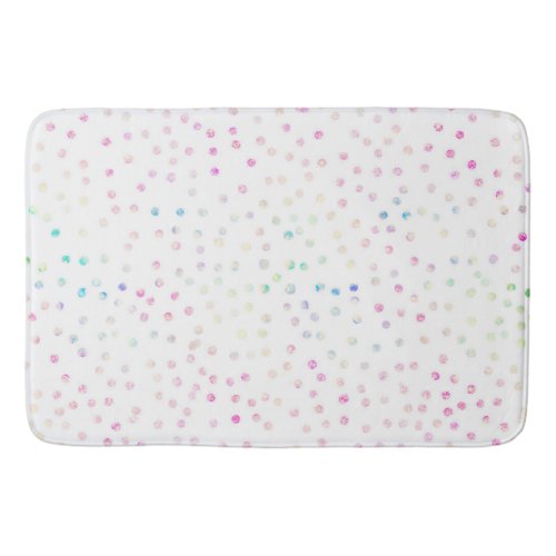 Elegant Iridescent Glitter Dots White Design Bath Mat