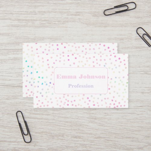 Elegant Iridescent Glitter Dots White Design Business Card