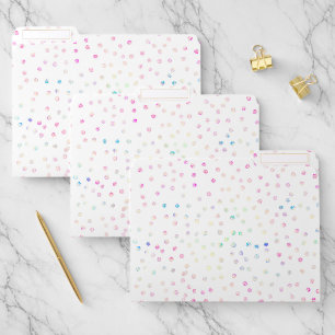 Elegant Iridescent Glitter Dots White Design File Folder