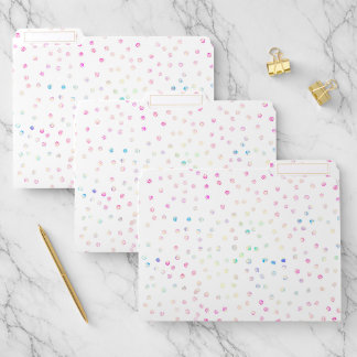 Elegant Iridescent Glitter Dots White Design File Folder