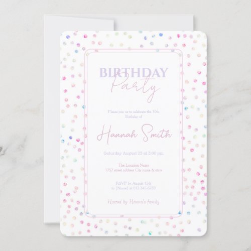 Elegant Iridescent Glitter Dots White Design Invitation