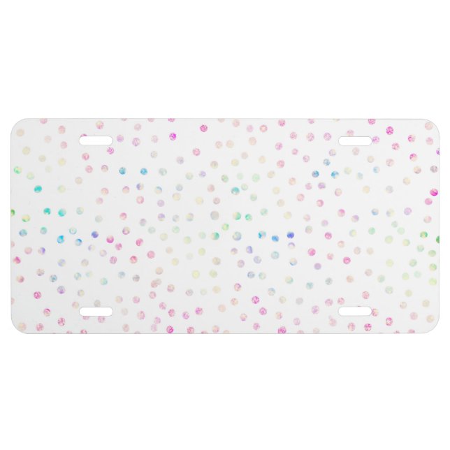 Elegant Iridescent Glitter Dots White Design License Plate (Front)