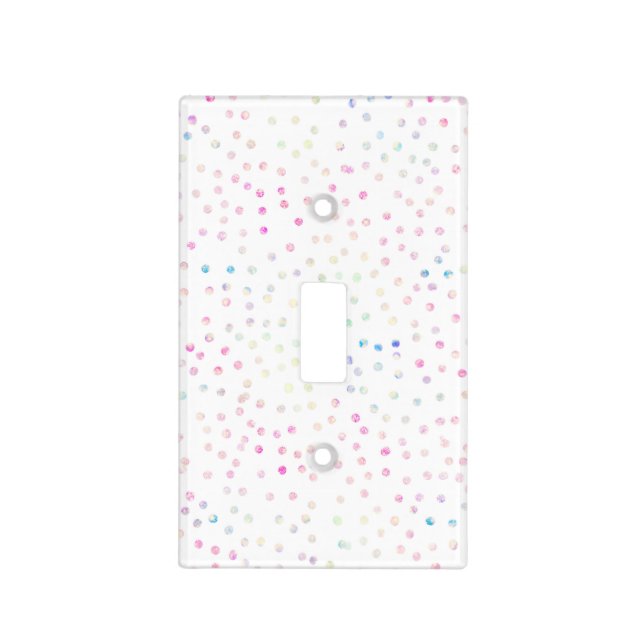 Elegant Iridescent Glitter Dots White Design Light Switch Cover (Front)
