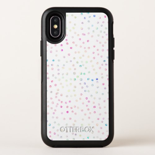 Elegant Iridescent Glitter Dots White Design OtterBox Symmetry iPhone X Case