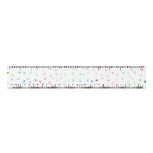 Elegant Iridescent Glitter Dots White Design Ruler