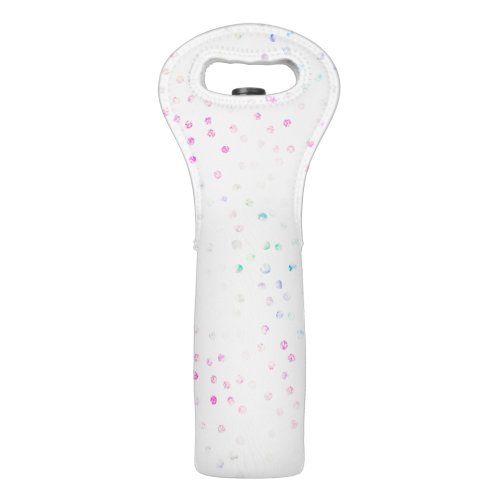 Elegant Iridescent Glitter Dots White Design Wine Bag