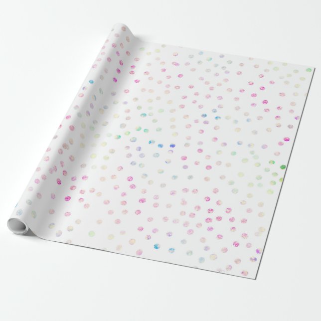 Elegant Iridescent Glitter Dots White Design Wrapping Paper (Unrolled)