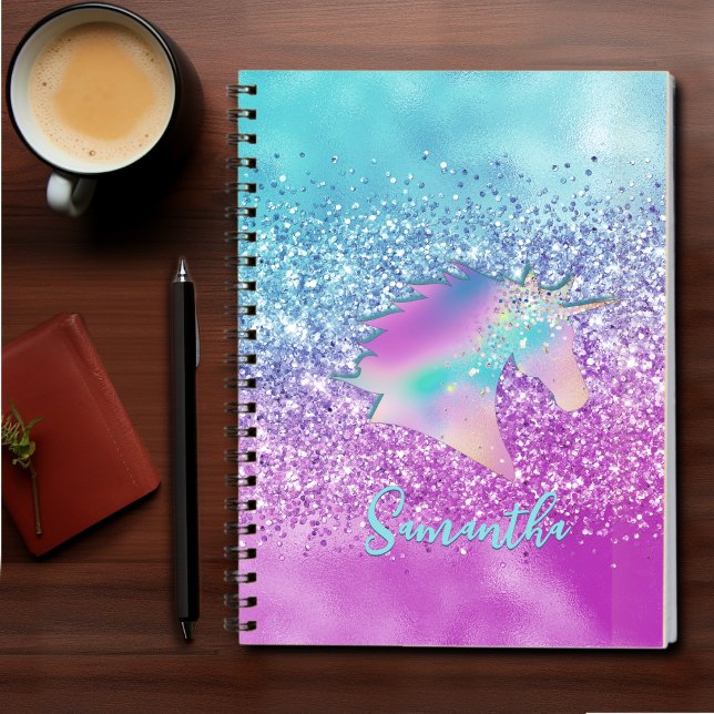 elegant iridescent glitter unicorn rainbow notebook (Creator Uploaded)