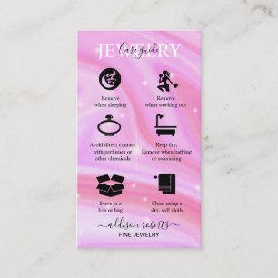 Elegant Iridescent Holographic Jewelry Care Busi Business Card
