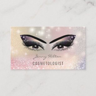 Elegant iridescent holographic luxury makeup business card