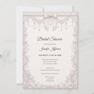 Elegant Iridescent Lace Bridal Shower Invitation