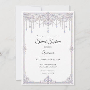 Elegant Iridescent Lace Sweet 16 Invitation