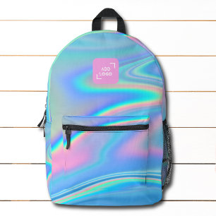 Elegant Iridescent Modern Logo Corporate Printed Backpack