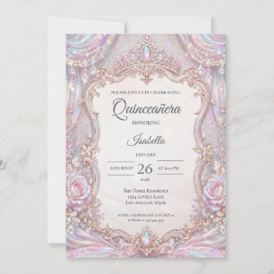 Elegant Iridescent Princess Quinceañera Invitation