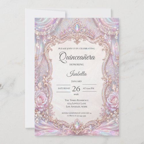 Elegant Iridescent Princess Quinceañera Invitation