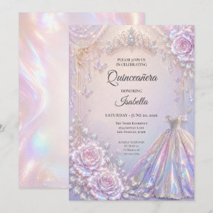 Elegant Iridescent Princess Quinceañera Invitation