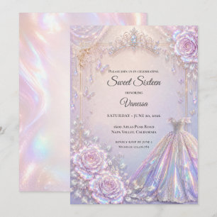 Elegant Iridescent Princess Sweet 16 Invitation