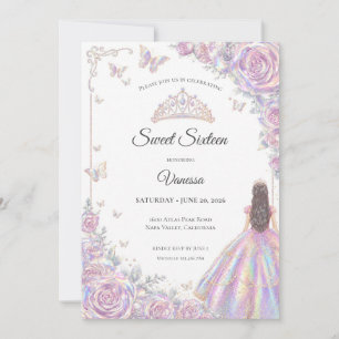 Elegant Iridescent Princess Sweet 16 Invitation