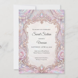 Elegant Iridescent Princess Sweet 16 Invitation