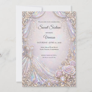 Elegant Iridescent Princess Sweet 16 Invitation