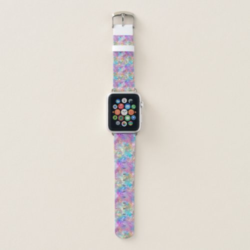 Elegant Iridescent Stained Glass Pattern Luminous Apple Watch Band