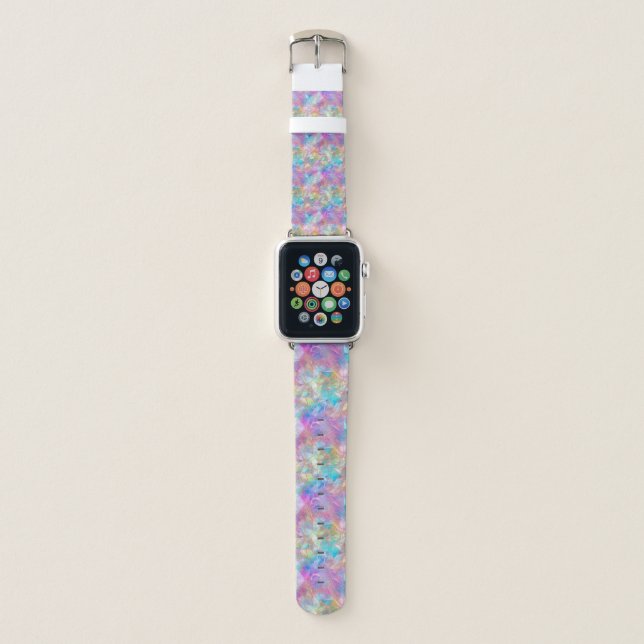 Elegant Iridescent Stained Glass Pattern: Luminous Apple Watch Band (Front)