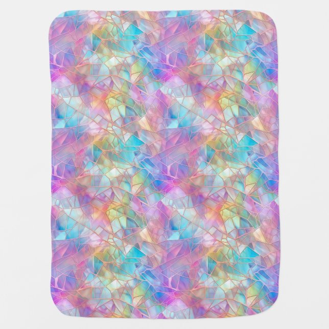 Elegant Iridescent Stained Glass Pattern: Luminous Baby Blanket (Front)