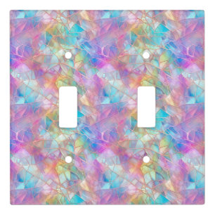Elegant Iridescent Stained Glass Pattern: Luminous Light Switch Cover