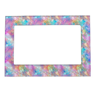 Elegant Iridescent Stained Glass Pattern: Luminous Magnetic Frame