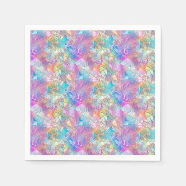 Elegant Iridescent Stained Glass Pattern: Luminous Napkins (Front)
