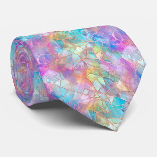 Elegant Iridescent Stained Glass Pattern: Luminous Neck Tie