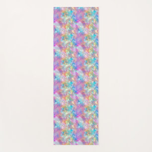 Elegant Iridescent Stained Glass Pattern: Luminous Yoga Mat