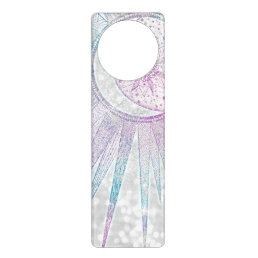 Elegant Iridescent Sun Moon Mandala Silver Design Door Hanger