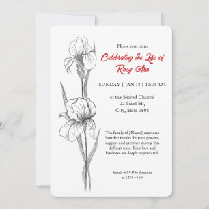 Elegant Iris "Celebrating the Life" Funeral Invitation