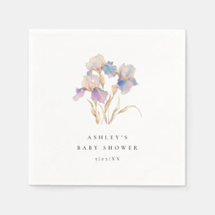 Elegant Iris Floral Baby Shower Napkins