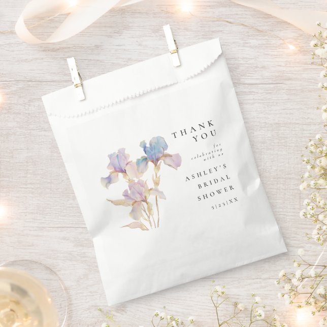 Elegant Iris Floral Bridal Shower Favor Bag (Clipped)