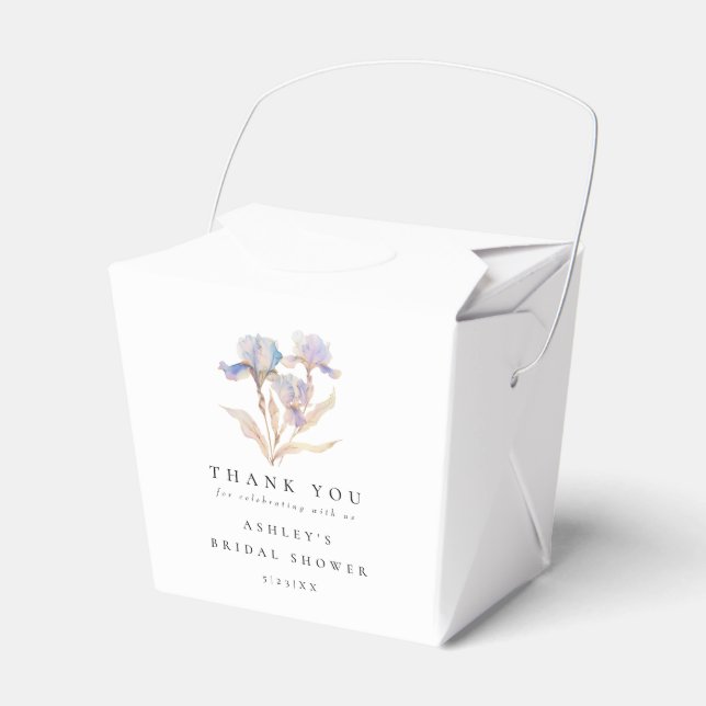 Elegant Iris Floral Bridal Shower Favor Boxes (Front Side)