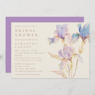 Elegant Iris Floral Bridal Shower Invitation