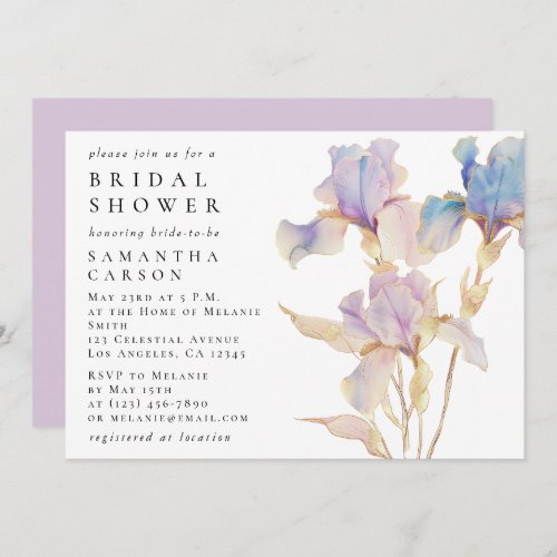 Elegant Iris Floral Bridal Shower Invitation