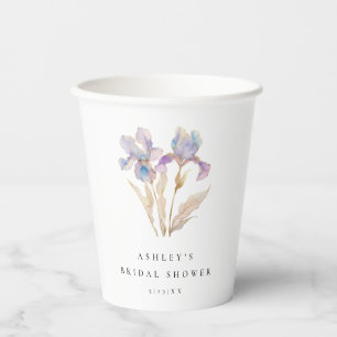 Elegant Iris Floral Bridal Shower Paper Cups