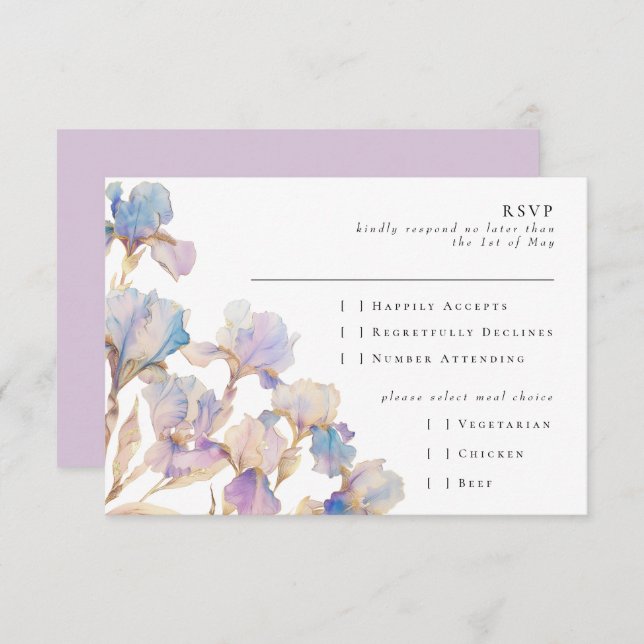 Elegant Iris Floral RSVP Card (Front/Back)