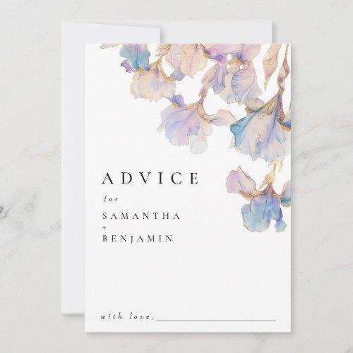Elegant Iris Floral Wedding Advice Card