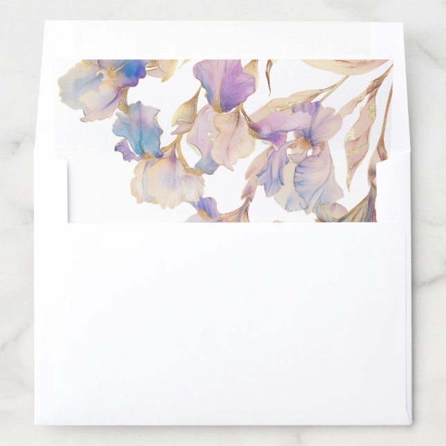 Elegant Iris Floral Wedding Envelope Liner (In Envelope)