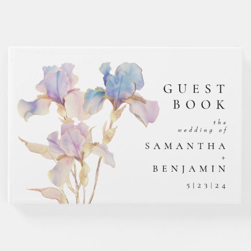 Elegant Iris Floral Wedding Guest Book