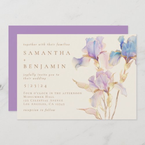 Elegant Iris Floral Wedding Invitation