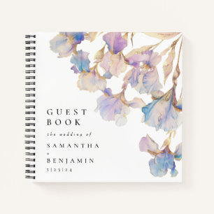 Elegant Iris Floral Wedding Notebook