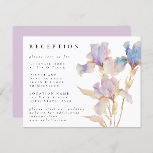 Elegant Iris Floral Wedding Reception Enclosure Card