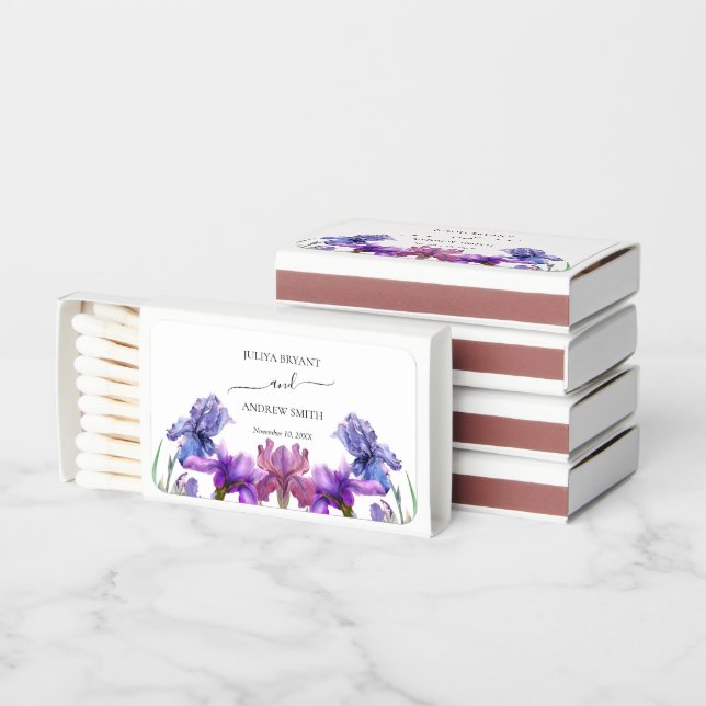 Elegant Iris flower wedding  Matchboxes (Stacked)