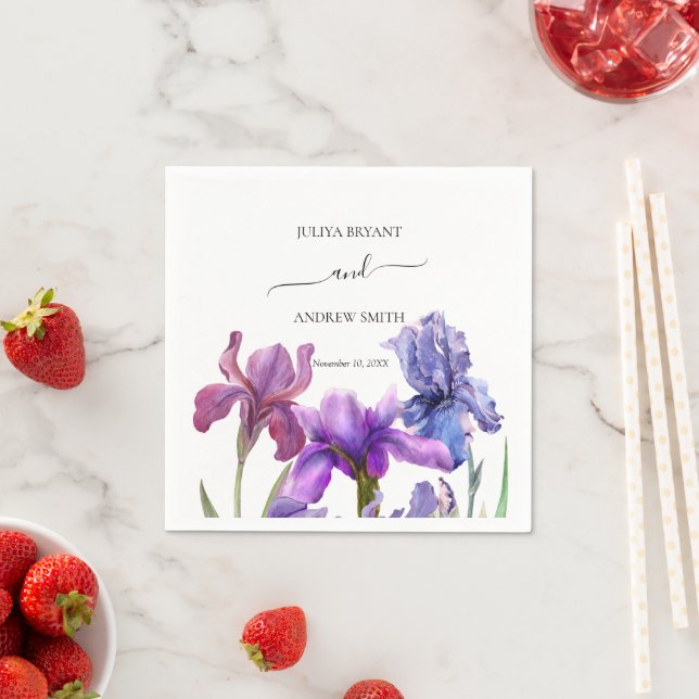 Elegant Iris flower wedding  Napkins (Insitu)