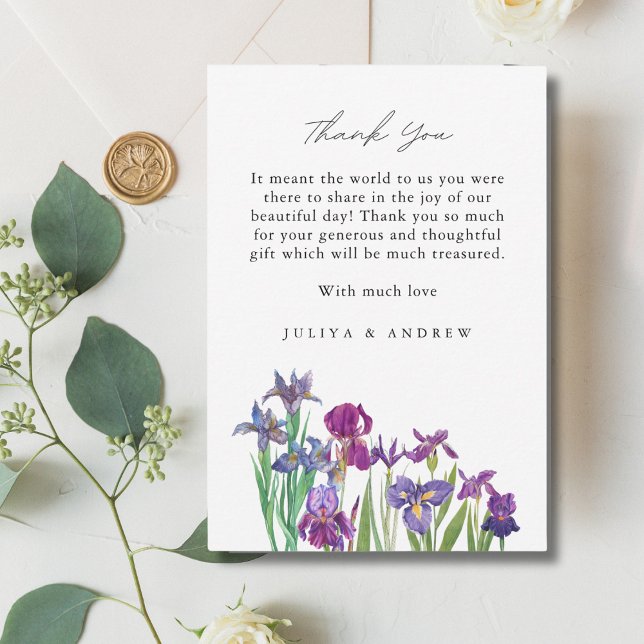 Elegant  Iris flower wedding Thank You Card (Creator Uploaded)